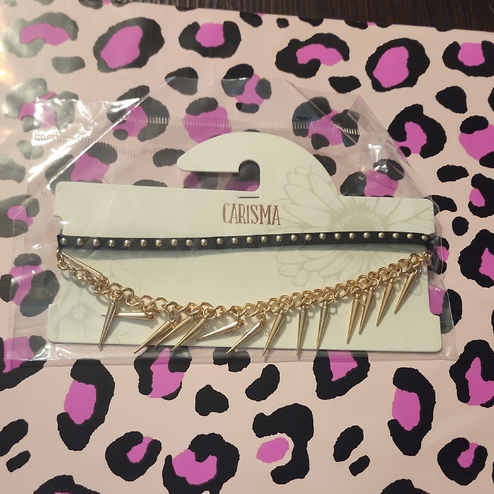 Charisma Black and Gold Spike Necklace